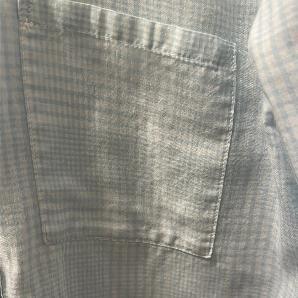 Treasure and Bond Light Blue Plaid Button-Up Shirt - Casual Long Sleeve - Picture 4 of 5